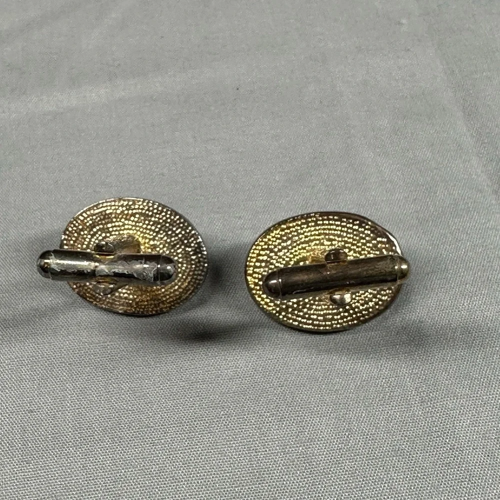 Vintage Yellow Crystal‎ Oval Cufflinks Gold-Tone – Wear, Scratches/Chips